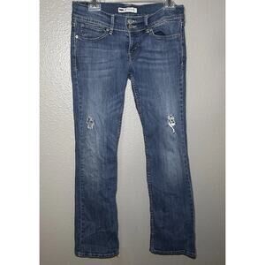 Levi's Too Superlow 524 Medium Blue Wash Jeans Straight 9 M Snap Flap Pockets